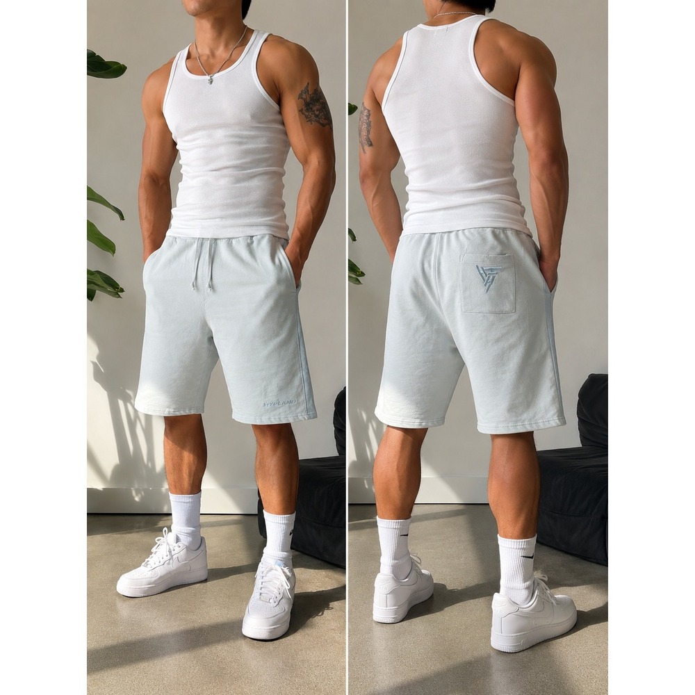 Hypland Worldwide Sweat Shorts XXL Ice Blue Drawstring Lounge NWT